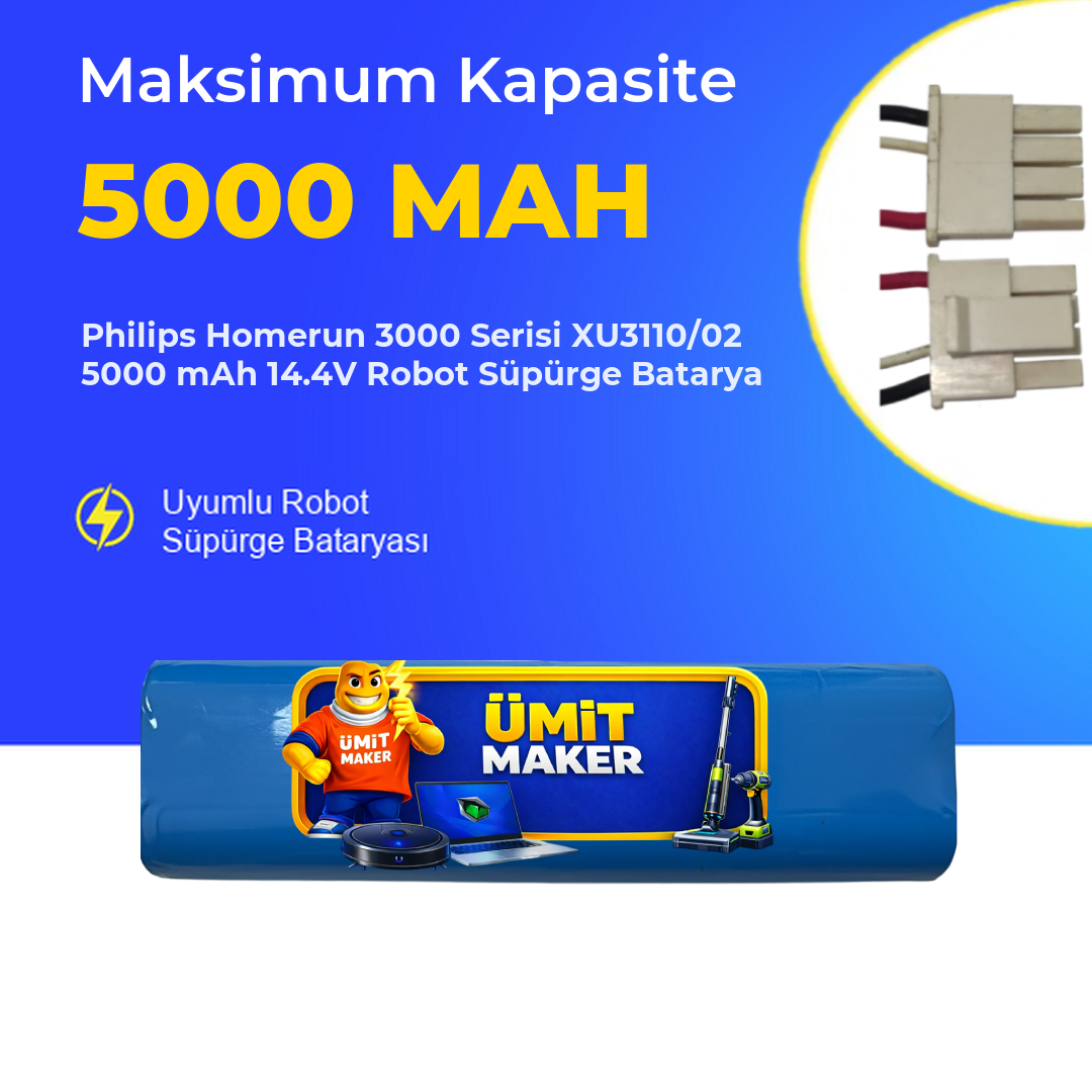Philips Homerun 3000 Serisi XU3110/02 5000 mAh 14.4V Robot Süpürge Batarya