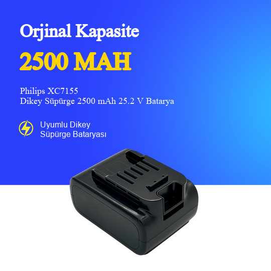 Philips XC7155 Dikey Süpürge 2500 mAh 25.2V Batarya