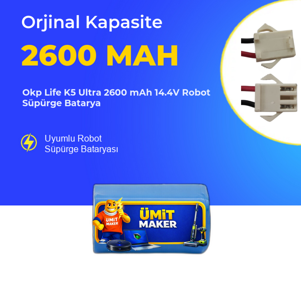 Okp Life K5 Ultra 2600 mAh 14.4V Robot Süpürge Batarya