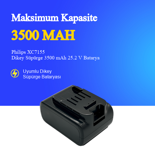 Philips XC7155 Dikey Süpürge 3500 mAh 25.2V Batarya