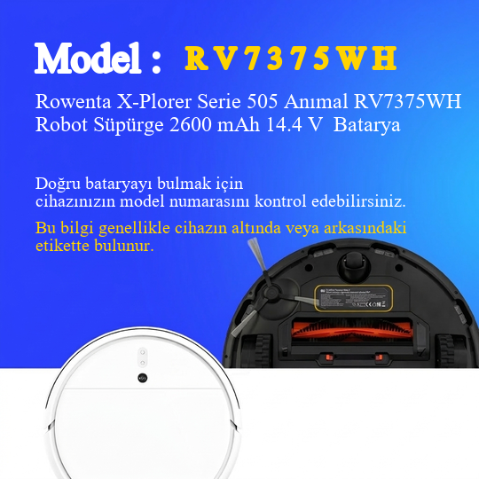 Rowenta X-Plorer Serie 505 Anımal RV7375WH Robot Süpürge 2600 mAh 14.4 V  Batarya – Orjinal Uyumlu Uzun Ömürlü, Yüksek Performans Pil