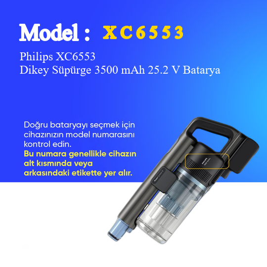 Philips XC6553 Dikey Süpürge 3500 mAh 25.2V Batarya