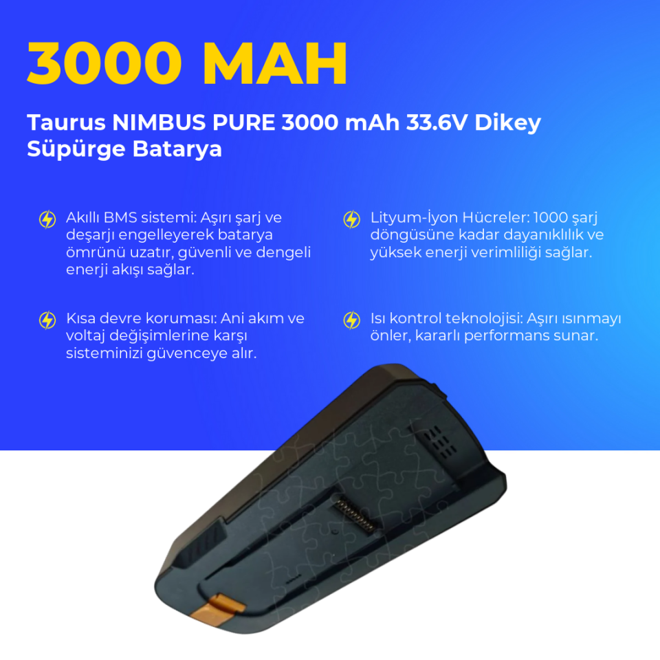 Taurus NIMBUS PURE 3000 mAh 33.6V Dikey Süpürge Batarya