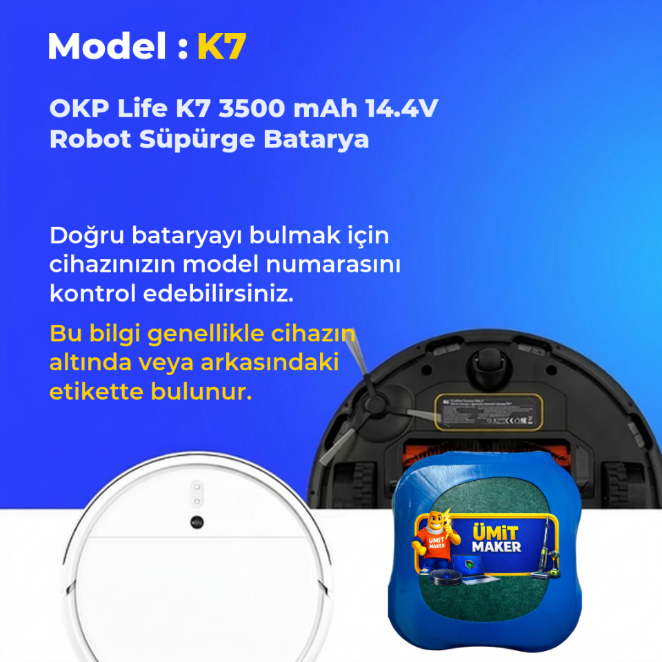 OKP Life K7 3500 mAh 14.4V Robot Süpürge Batarya