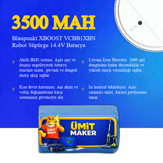 Blaupunkt XBOOST VCBB1XBN Robot Süpürge 3500 mAh Batarya