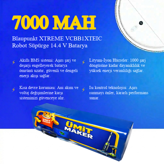 Blaupunkt XTREME VCBB1XTEIC Robot Süpürge 7000 mAh Batarya