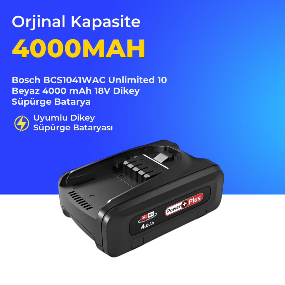 Bosch BCS1041WAC Unlimited 10 Beyaz 4000 mAh 18V Dikey Süpürge Batarya