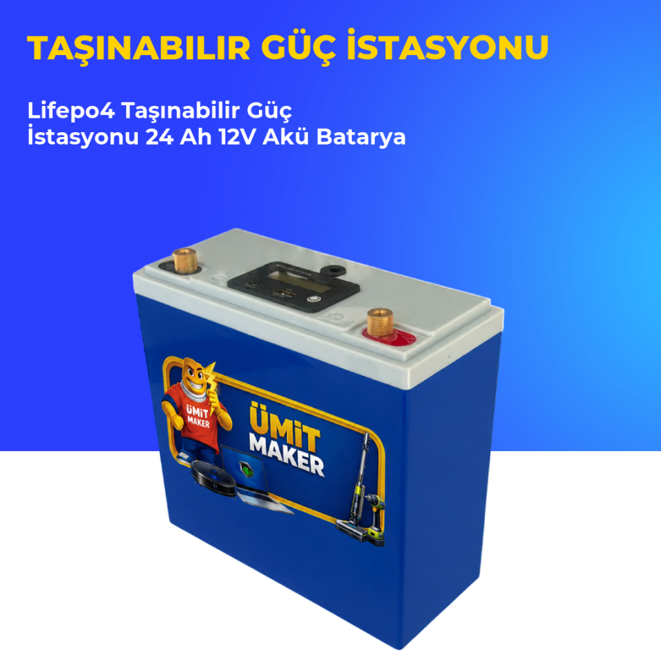 Lifepo4 Taşınabilir Güç İstasyonu 24 Ah 12V Akü Batarya
