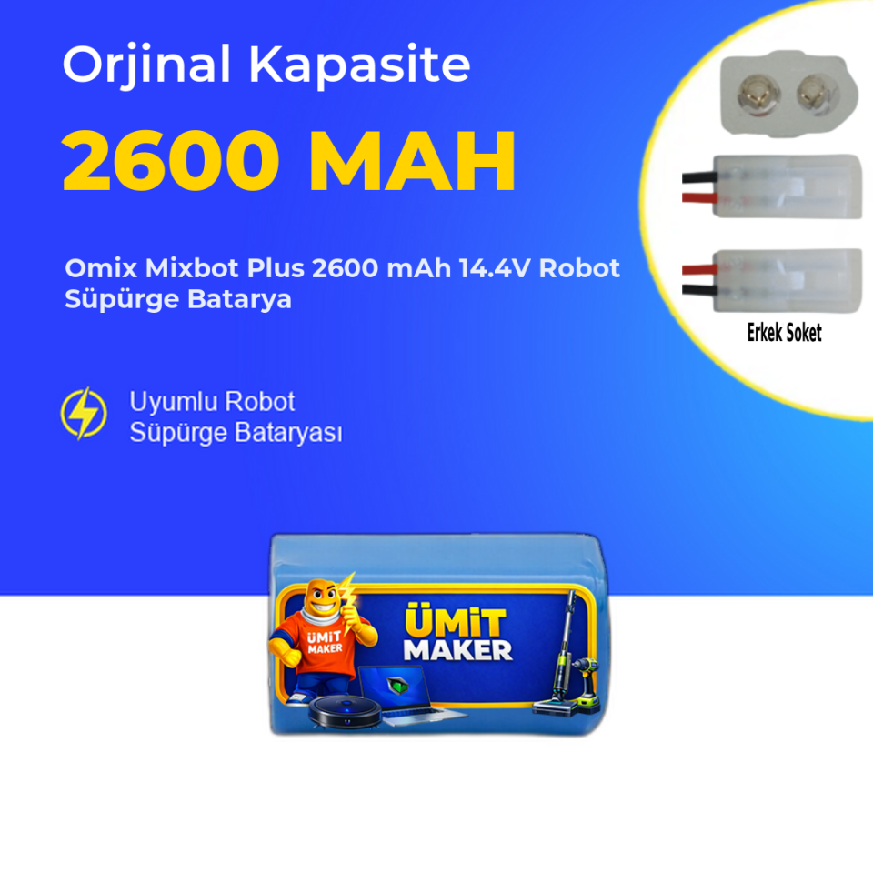 Omix Mixbot Plus 2600 mAh 14.4V Robot Süpürge Batarya
