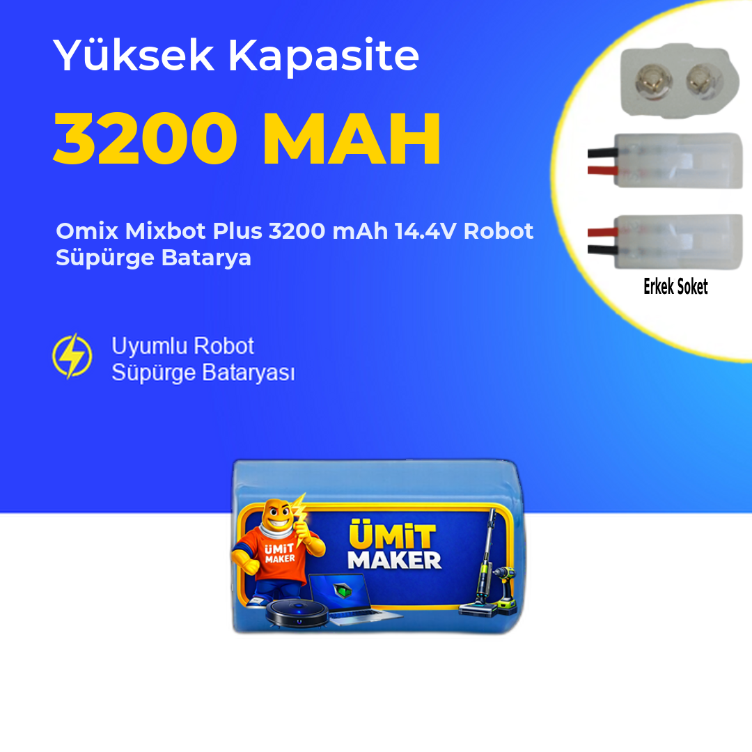 Omix Mixbot Plus 3200 mAh 14.4V Robot Süpürge Batarya