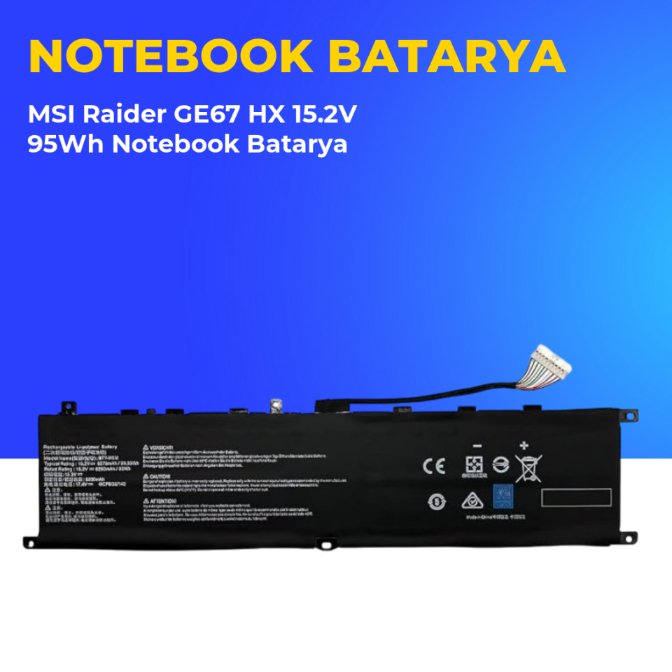 MSI Raider GE67 HX 15.2V 95Wh Notebook Batarya