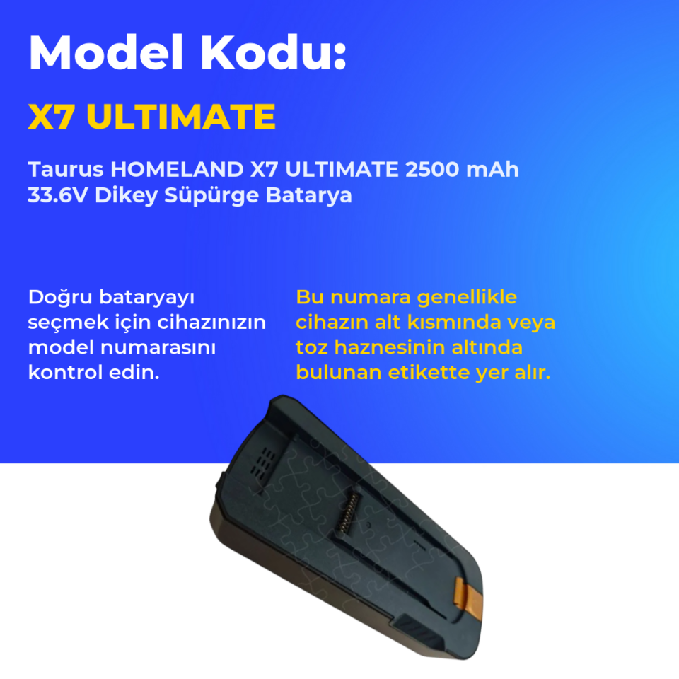 Taurus HOMELAND X7 ULTIMATE 2500 mAh 33.6V Dikey Süpürge Batarya