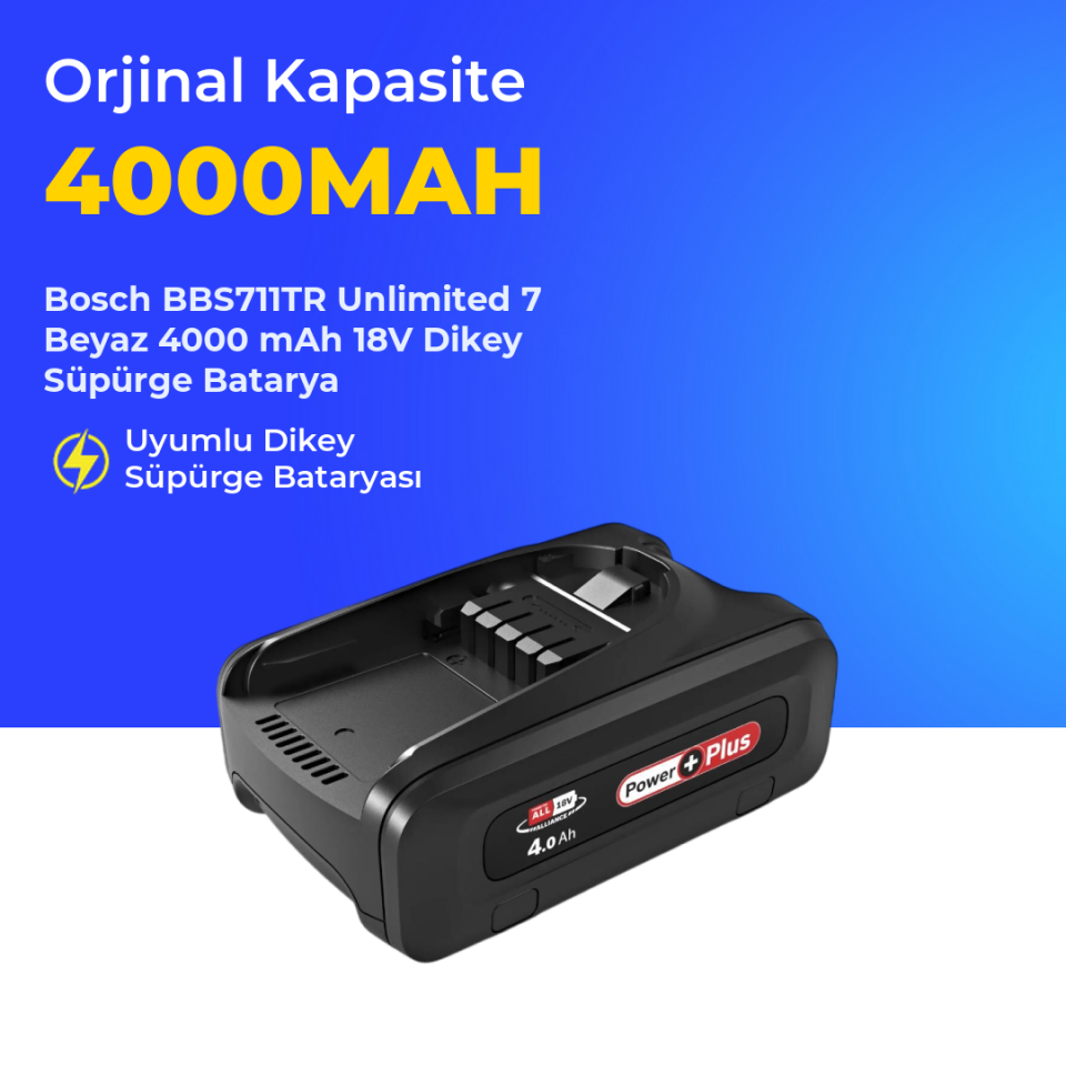 Bosch BBS711TR Unlimited 7 Beyaz 4000 mAh 18V Dikey Süpürge Batarya
