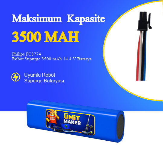 Philips FC8774 Robot Süpürge 3500 mAh 14.4 V  Batarya – Orjinal Uyumlu Uzun Ömürlü, Yüksek Performans Pil
