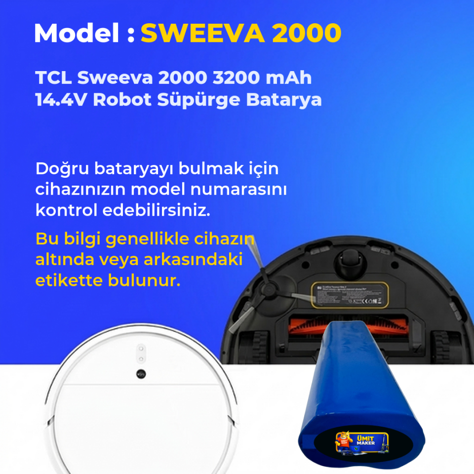 TCL Sweeva 2000 3200 mAh 14.4V Robot Süpürge Batarya