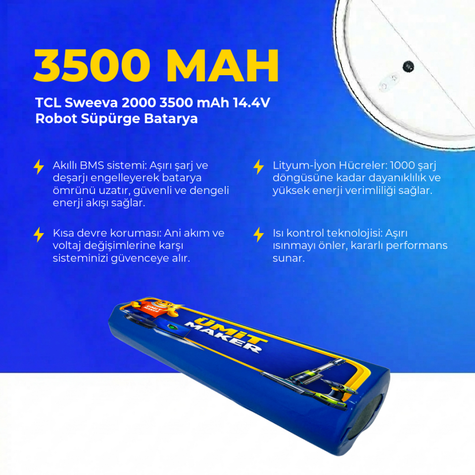 TCL Sweeva 2000 3500 mAh 14.4V Robot Süpürge Batarya