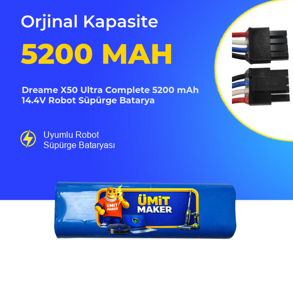 Dreame X50 Ultra Complete 5200 mAh 14.4V Robot Süpürge Batarya
