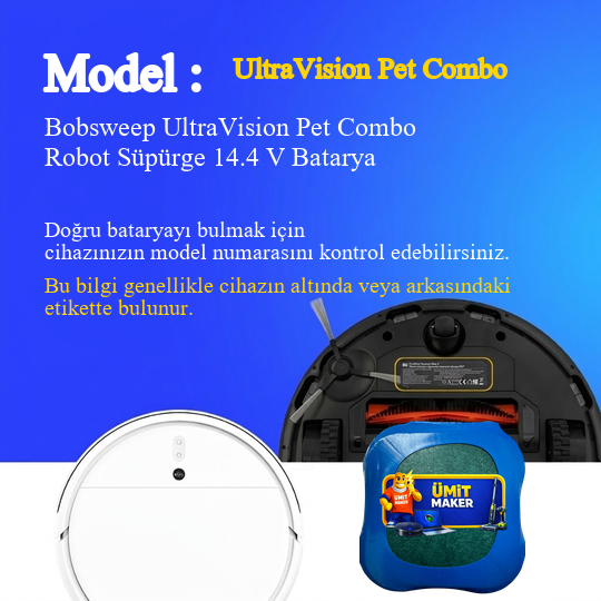 Bobsweep UltraVision Pet Combo Robot Süpürge 2600 mAh Batarya