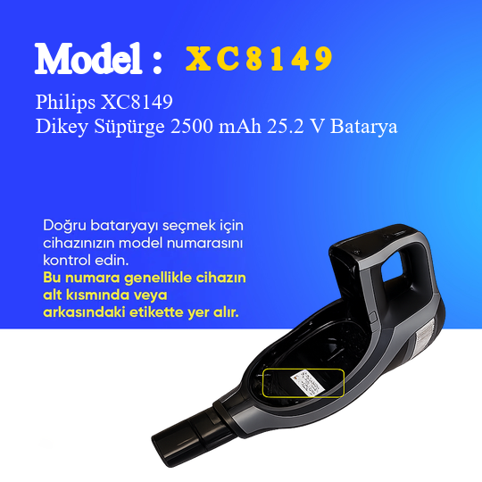 Philips XC8149 Dikey Süpürge 2500 mAh 25.2V Batarya