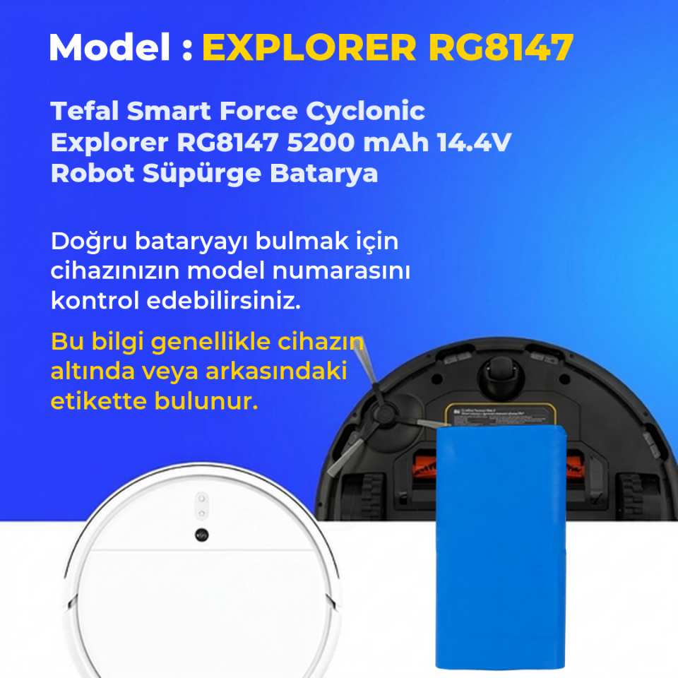 Tefal Smart Force Cyclonic Explorer RG8147 5200 mAh 14.4V Robot Süpürge Batarya