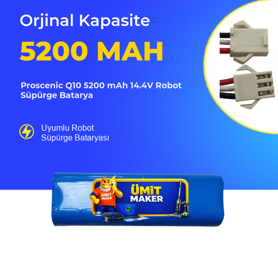 Proscenic Q10 5200 mAh 14.4V Robot Süpürge Batarya