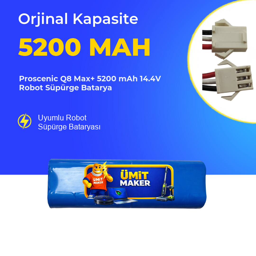 Proscenic Q8 Max+ 5200 mAh 14.4V Robot Süpürge Batarya