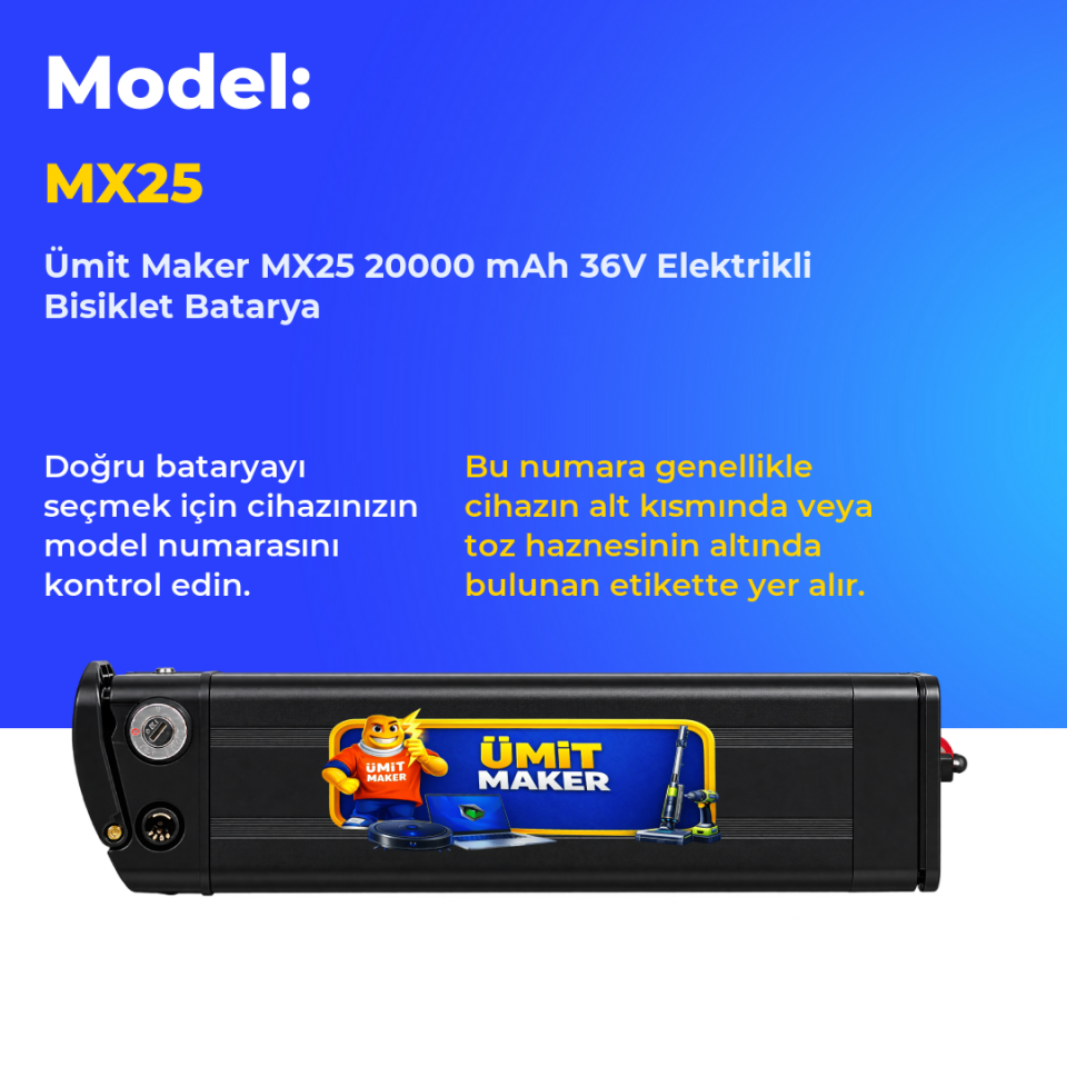 MX25 20000 mAh 36V Elektrikli Bisiklet Batarya