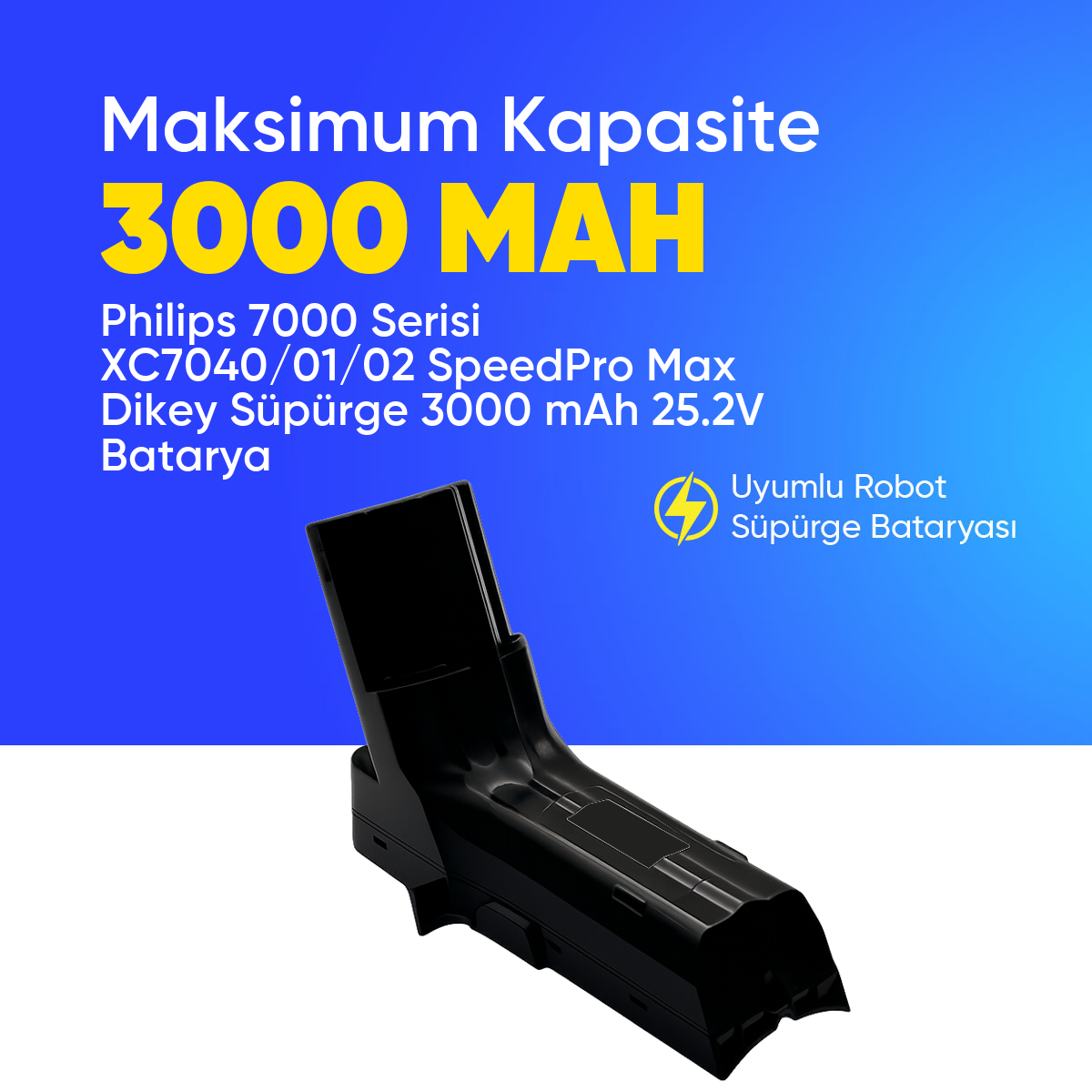 Philips 7000 Serisi XC7040/01/02 SpeedPro Max Dikey Süpürge 3000 mAh 25.2 V  Batarya – Orjinal Uyumlu Uzun Ömürlü, Yüksek Performans Pil
