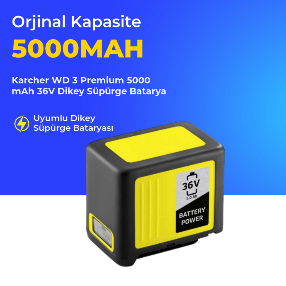 Karcher WD 3 Premium 5000 mAh 36V Dikey Süpürge Batarya
