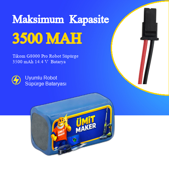 Tikom G8000 Pro Robot Süpürge 3500 mAh 14.4 V  Batarya – Orjinal Uyumlu Uzun Ömürlü, Yüksek Performans Pil