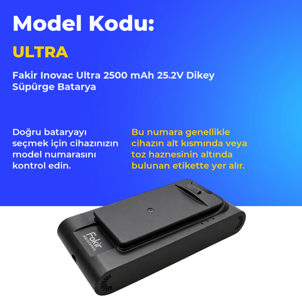 Fakir Inovac Ultra Dikey Süpürge 2500 mAh 25.2V Batarya