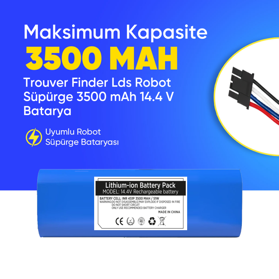 Trouver Finder Lds Robot Süpürge 3500 mAh 14.4 V  Batarya – Orjinal Uyumlu Uzun Ömürlü, Yüksek Performans Pil