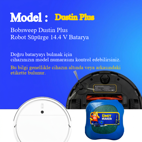 Bobsweep Dustin Plus Robot Süpürge 3500 mAh Batarya