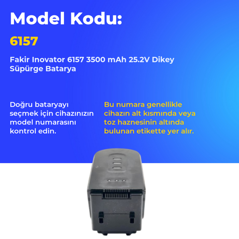 Fakir Inovator 6157 Dikey Süpürge 3500 mAh 25.2V Batarya