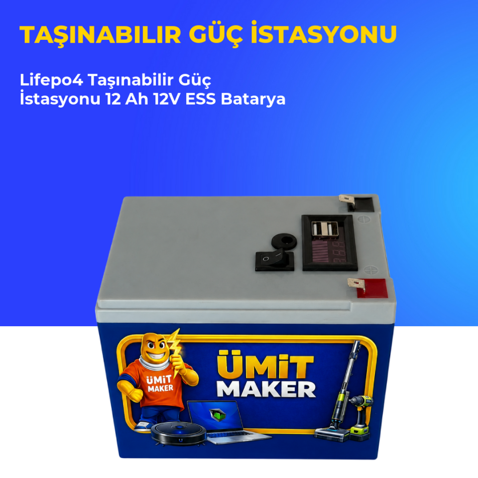 Lifepo4 Taşınabilir Güç İstasyonu 12 Ah 12V ESS Batarya