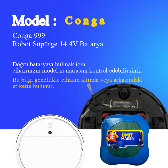 Conga 999 Robot Süpürge 2600 mAh Batarya