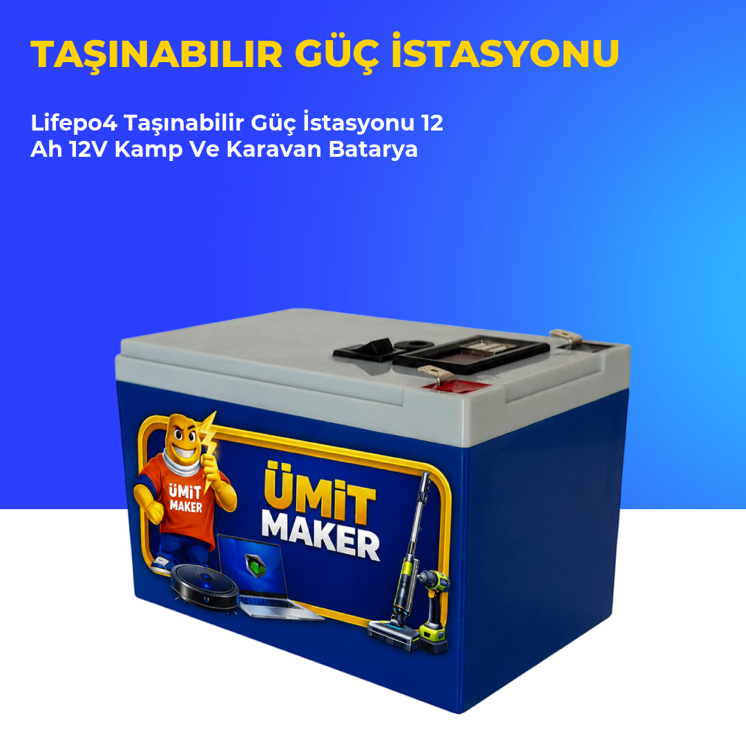 Lifepo4 Taşınabilir Güç İstasyonu 12 Ah 12V Kamp Ve Karavan Batarya