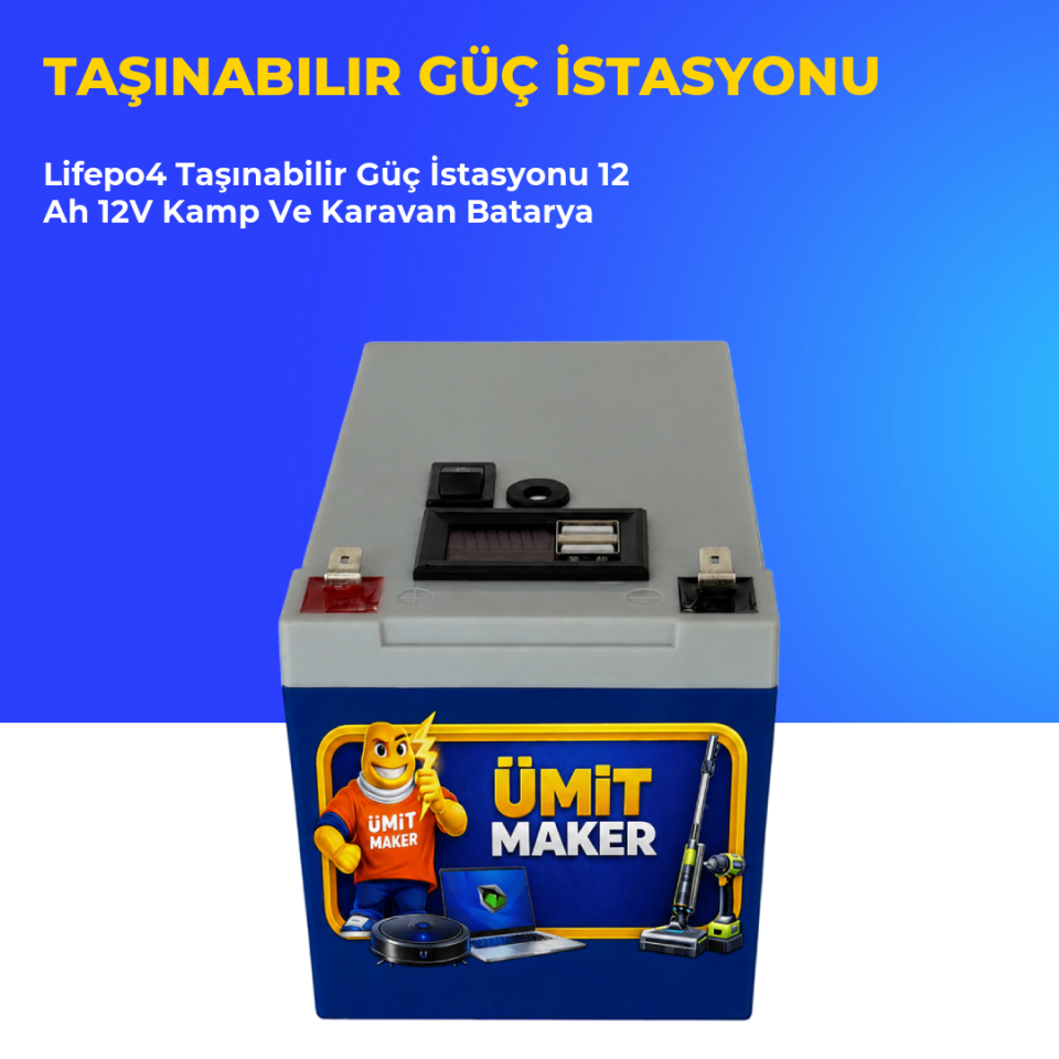 Lifepo4 Taşınabilir Güç İstasyonu 12 Ah 12V Kamp Ve Karavan Batarya