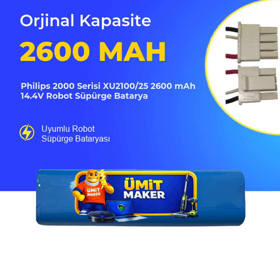 Philips 2000 Serisi XU2100/25 2600 mAh 14.4V Robot Süpürge Batarya