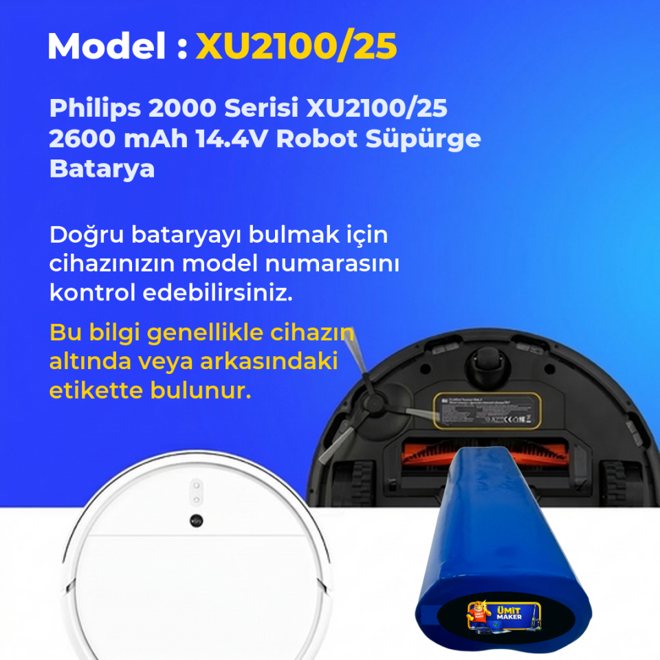Philips 2000 Serisi XU2100/25 2600 mAh 14.4V Robot Süpürge Batarya