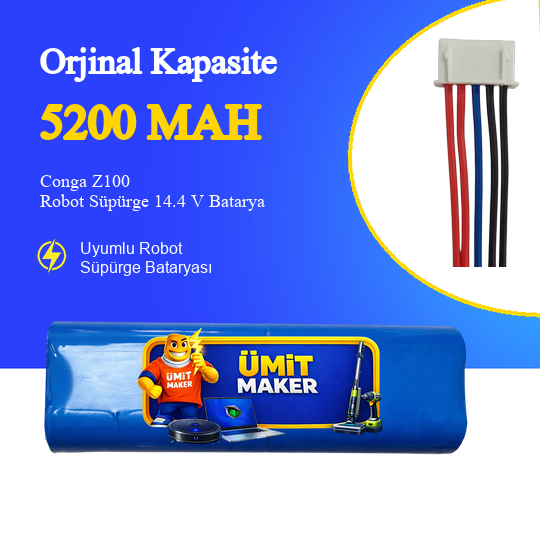 Conga Z100 Robot Süpürge 5200 mAh Batarya
