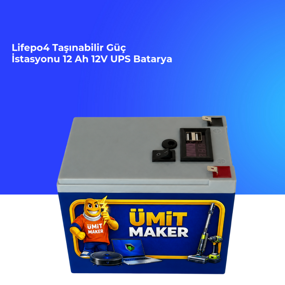 Lifepo4 Taşınabilir Güç İstasyonu 12 Ah 12V UPS Batarya
