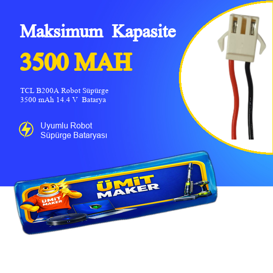 TCL B200A Robot Süpürge 3500 mAh 14.4 V  Batarya – Orjinal Uyumlu Uzun Ömürlü, Yüksek Performans Pil