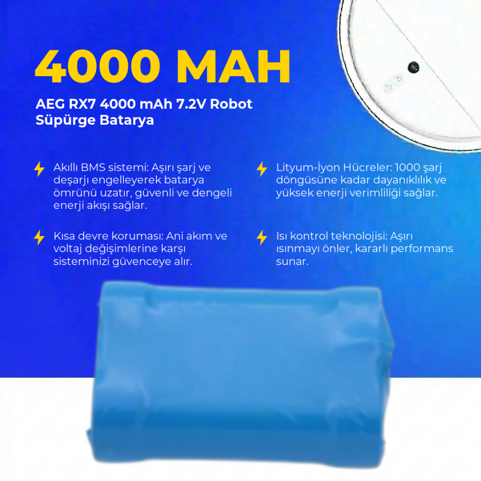 AEG RX7 4000 mAh 7.2V Robot Süpürge Batarya