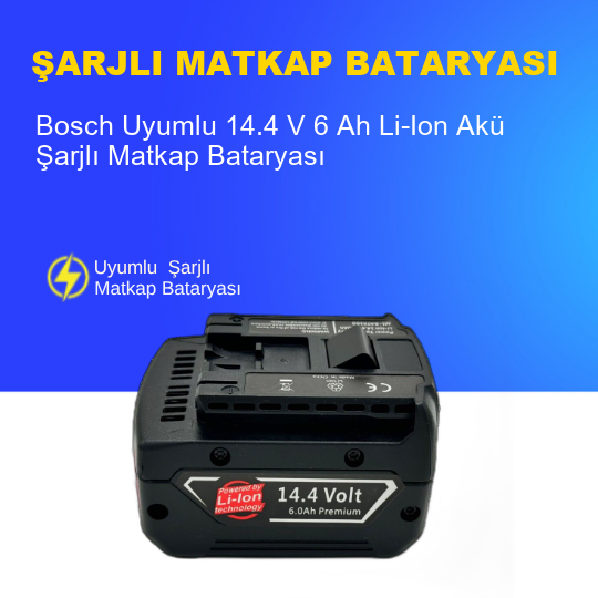 Bosch Uyumlu 14.4 V 6 Ah Li-Ion Akü