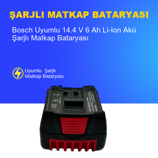 Bosch Uyumlu 14.4 V 6 Ah Li-Ion Akü