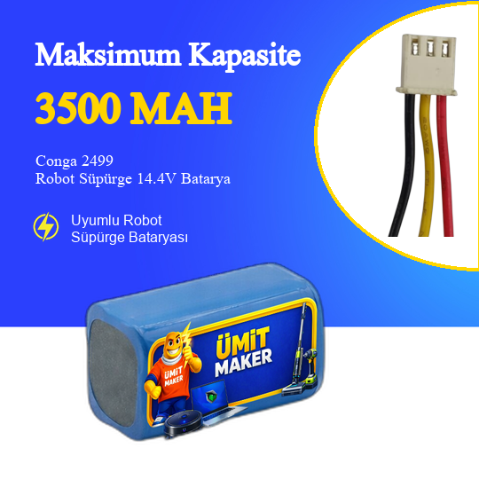 Conga 2499 Robot Süpürge 3500 mAh Batarya