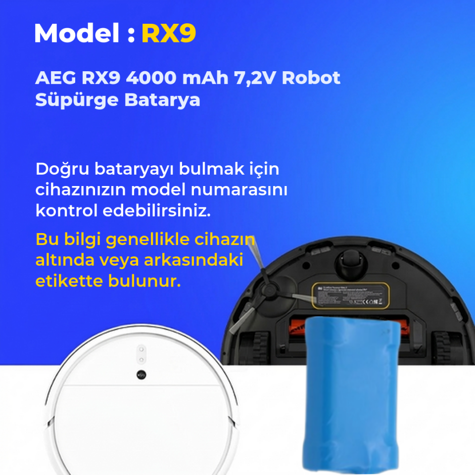 AEG RX9 4000 mAh 7,2V Robot Süpürge Batarya