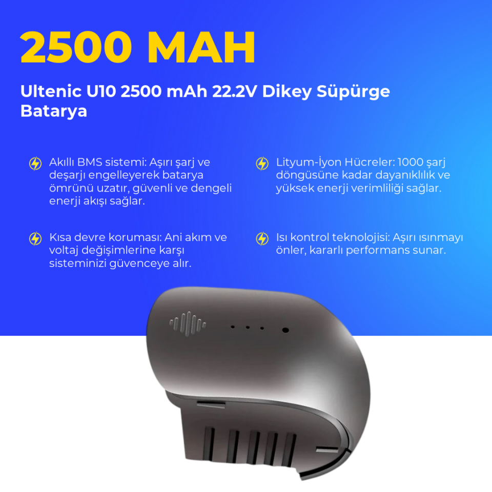 Ultenic U10 2500 mAh 22.2V Dikey Süpürge Batarya