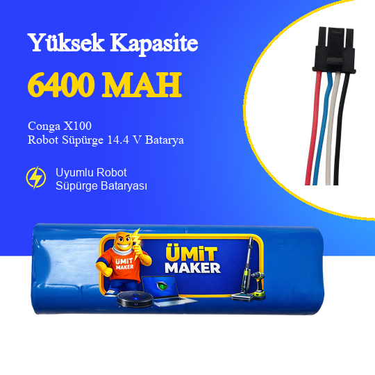 Conga X100 Robot Süpürge 6400 mAh Batarya